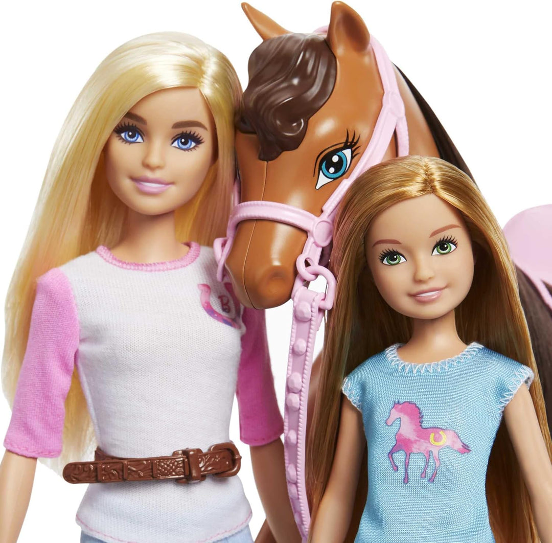Barbie - Stacie Schwestern auf Pferd Playset mit Pferd und Sattel 2, mit Reitanzug, Spielzeug und Ge