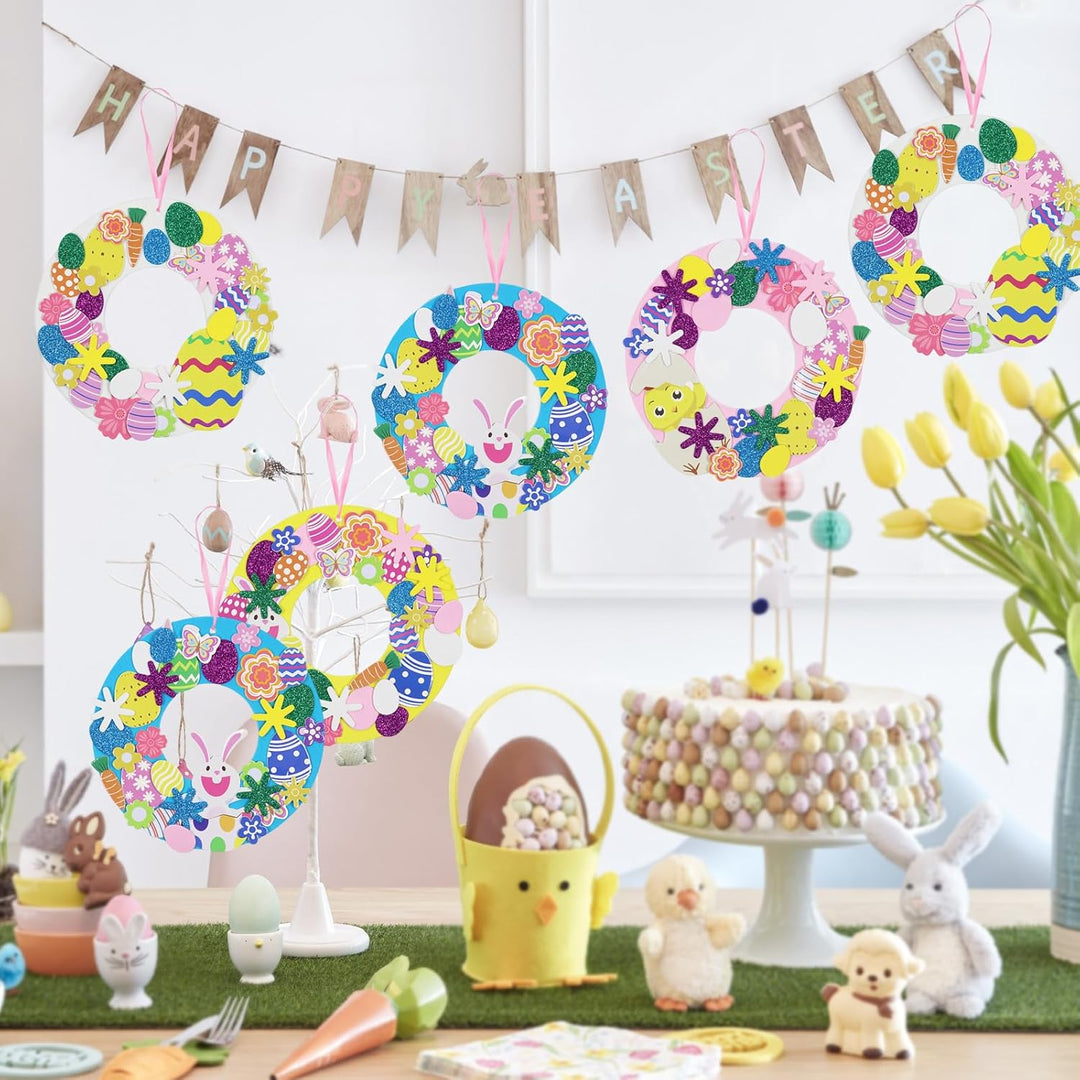 8 Stück Ostern Basteln Kinder, Ostern Kränze Bastelset für Kinder, 274 stk Oster Kranz DIY Kits, Ost