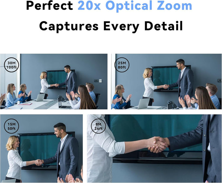 Tenveo PTZ-Kamera 20X optischer Zoom Weitwinkel USB3.0/HDMI Funktioniert mit Zoom Skype Teams FHD 10