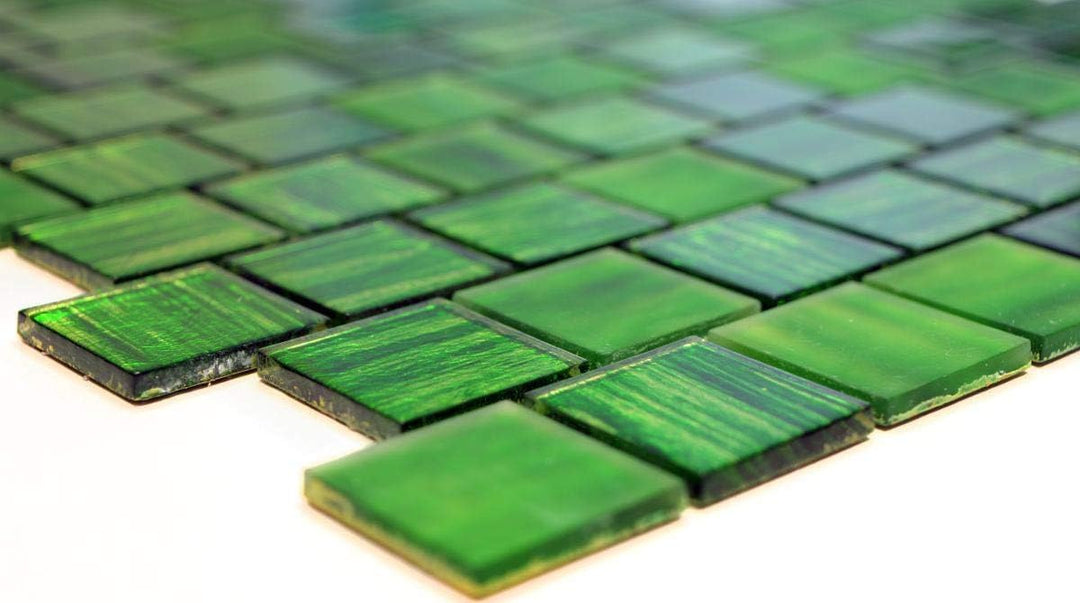 Mosaik Fliese Glasmosaik Crystal Milchglas grün klar gefrostet matt für WAND BAD WC DUSCHE KÜCHE FLI