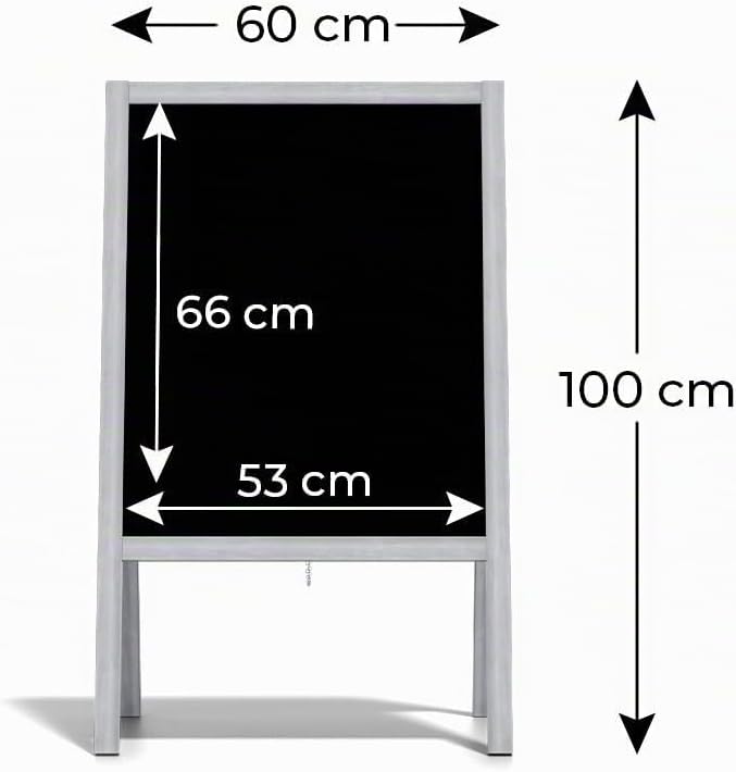ALLboards Kundenstopper mit Silber, lackiertem Holzrahmen 100x60cm, Werbetafel, Gehwegaufsteller, Au