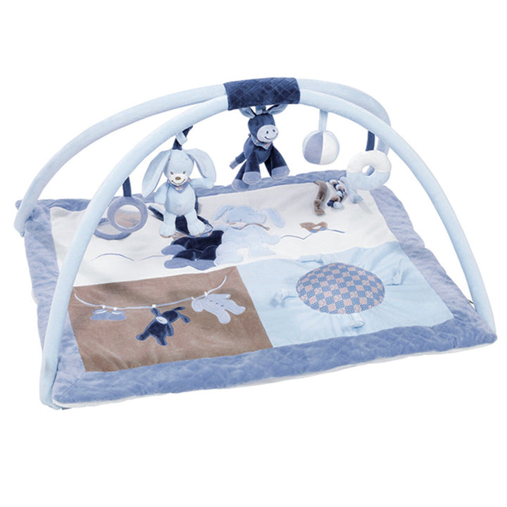 Nattou Krabbeldecke mit Spielbogen, Alex und Bibou, 74 x 68 x 25 cm, Blau 74x68x25 cm (1er Pack), 74