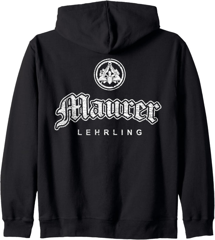 Zunftzeichen Maurer Lehrling in alt-gotischer Schrift Kapuzenjacke