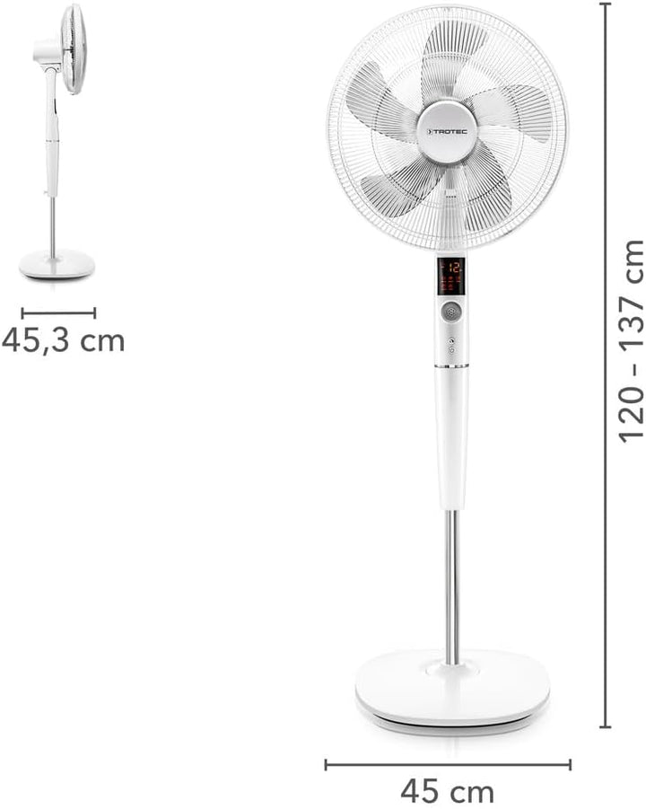 TROTEC Standventilator TVE 26 S – 30 Watt, oszillierend 85°, 5 Betriebsmodi, Ø 40 cm, höhenverstellb