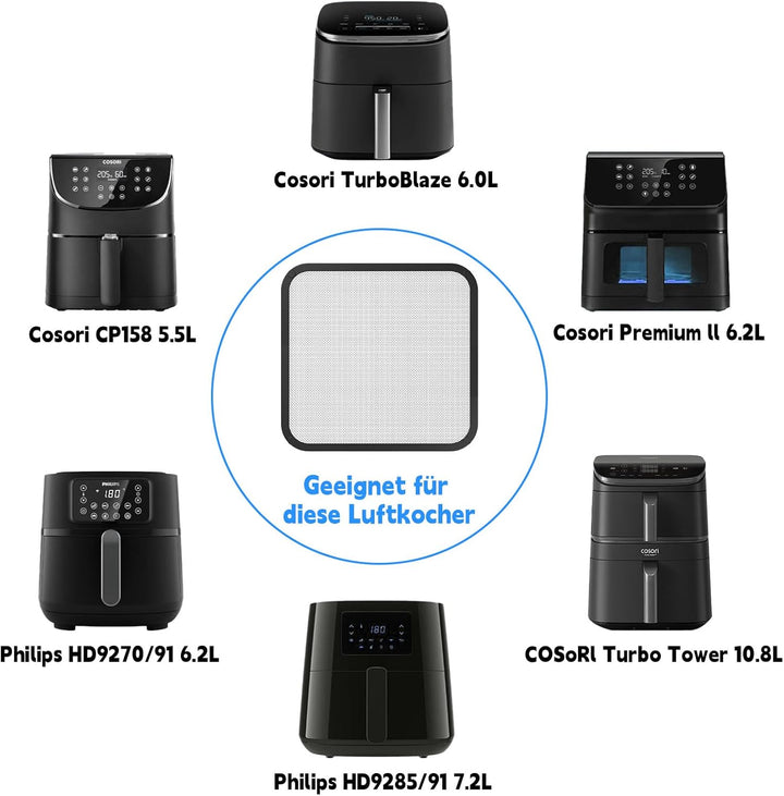 Spritzschutz für Cosori Airfryer Heissluftfritteuse TurboBlaze 5,5L 6,0L 6,2L, Spritzschutz Airfryer