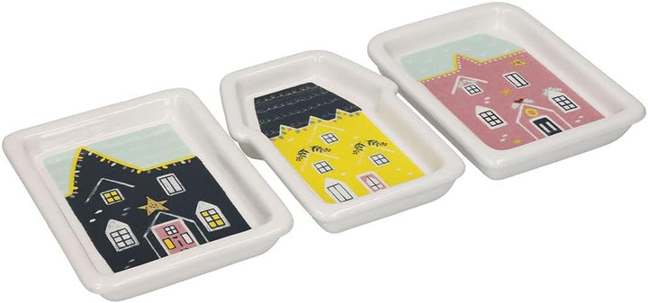 Kitchen Craft KCXMNUTDIP3PC KitchenCraft The Nussknacker-Kollektion Keramik-Teller-Set, 3-teilig, in