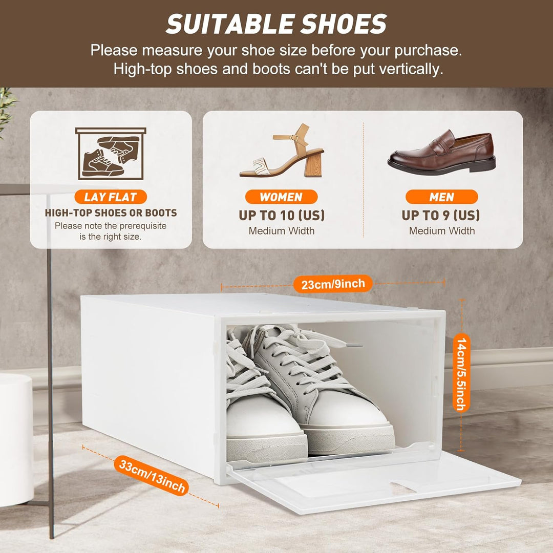 soudesileim 20 StÜck Schuhboxen Stapelbar Transparent, 33x23x14cm, Grösse Schuhbox,Schuhkarton, Kuns