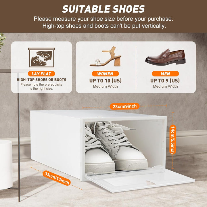 soudesileim 20 StÜck Schuhboxen Stapelbar Transparent, 33x23x14cm, Grösse Schuhbox,Schuhkarton, Kuns