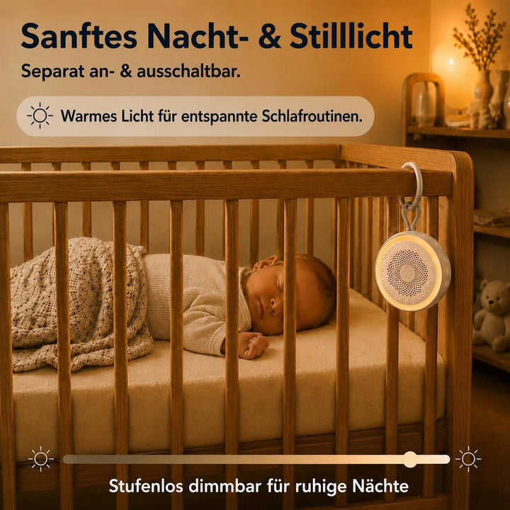Baby Einschlafhilfe mit Nachtlicht - Tragbare White Noise Sound Maschine mit 16 beruhigenden Geräusc