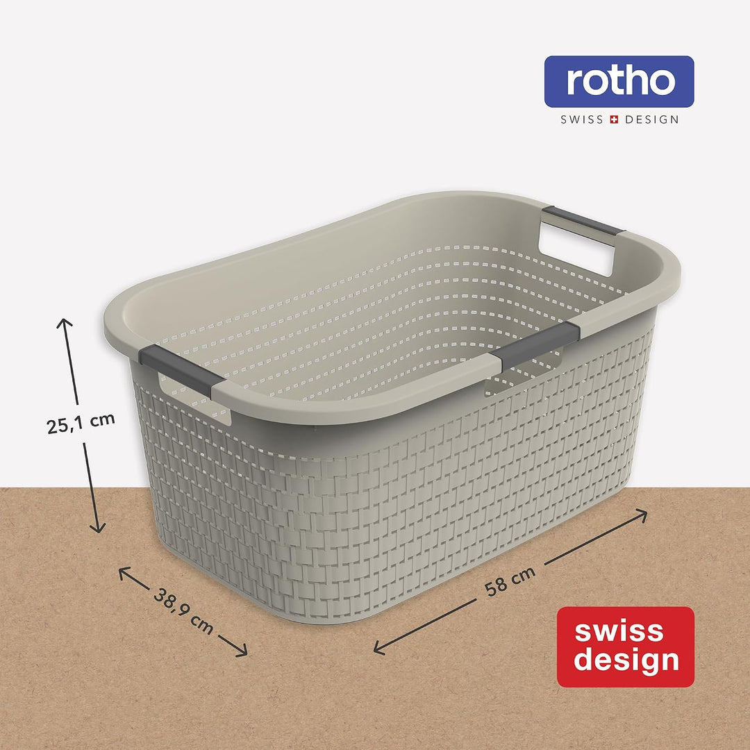 Rotho Country 3er-Set Wäschekorb 40l, Kunststoff (PP) BPA-frei, cappuccino, 40l (58.0 x 38.9 x 25.1