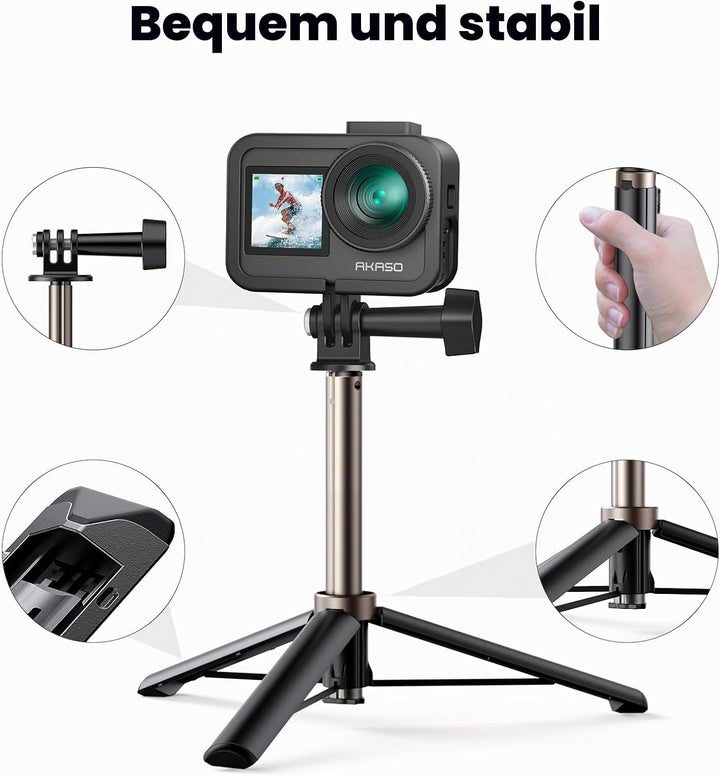 AKASO Brave 7 Action Cam 4K30FPS mit Stativ Selfie Stick und Tragetasche 20MP WiFi Unterwasserkamera