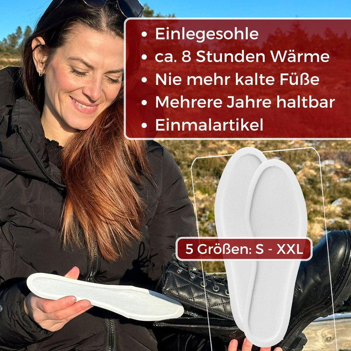 THERMOPAD Sohlenwärmer (Einlegesohle) Gr. XL (43-46) – DAS ORIGINAL: 10 Paar Wärmepads für 8 Stunden