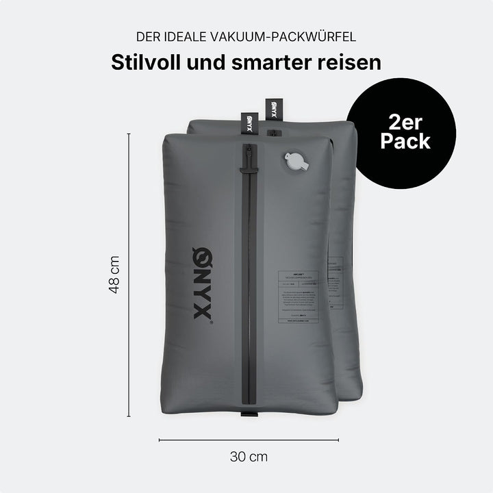 ONYX Aircube™ Vakuum Packing Cubes 2er Set – Inkl. kabelloser Vakuumpumpe – Platzsparender Koffer Or