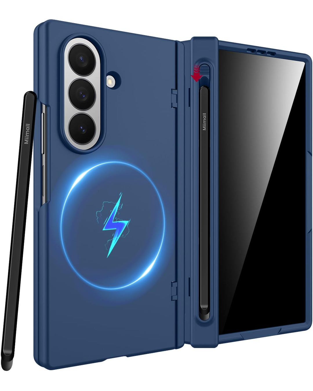 Miimall Magnetisch Hülle Kompatibel mit Samsung Galaxy Z Fold 7 Hülle mit S-Pen & Stifthalter, [Anti