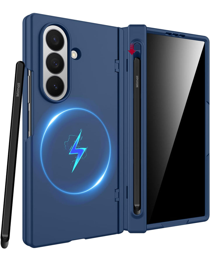 Miimall Magnetisch Hülle Kompatibel mit Samsung Galaxy Z Fold 7 Hülle mit S-Pen & Stifthalter, [Anti