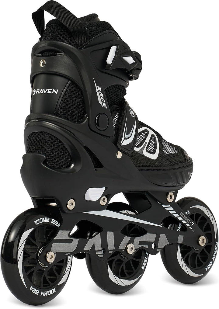 Inlineskates Inliner optional als 2in1 Raven Advance Big Wheels verstellbar Black mit Kufen 35-39, B