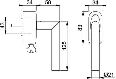 Fenstergriff Amsterdam E1400Z/US950S 7mm Vollstift L.35mm VA matt a...-2324386