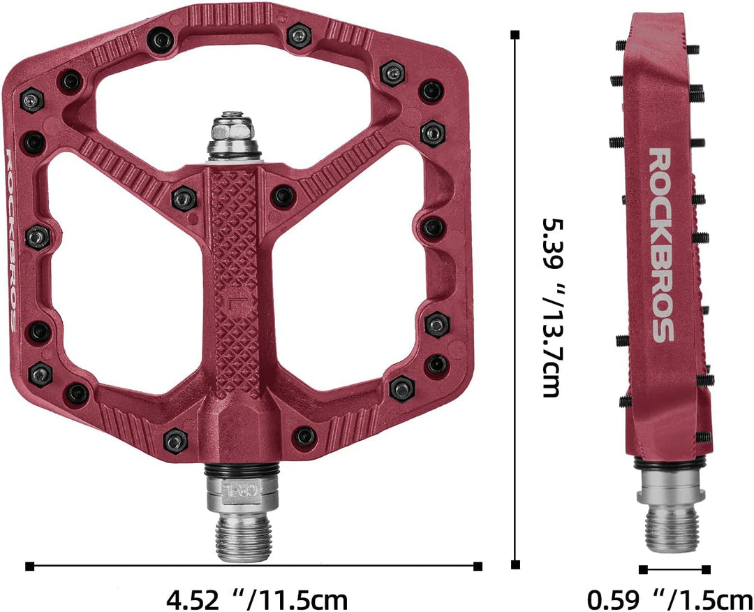 ROCKBROS Fahrradpedale Nylon MTB Pedale rutschfest Verschleissfest 9/16’’ Pedale für MTB, Rennrad, E
