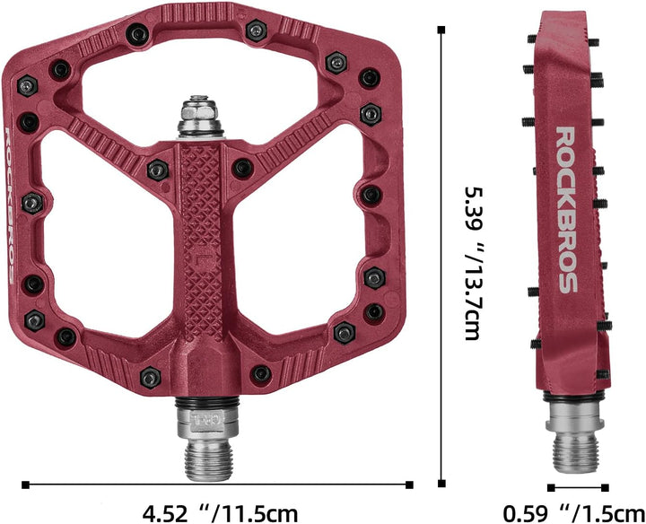 ROCKBROS Fahrradpedale Nylon MTB Pedale rutschfest Verschleissfest 9/16’’ Pedale für MTB, Rennrad, E