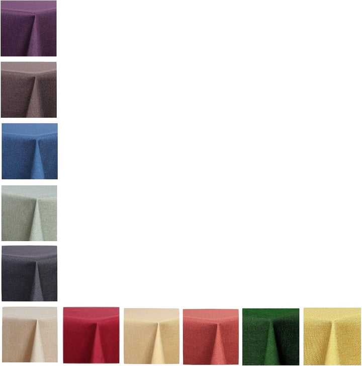 Textil Tischdecke - Leinen Optik - wasserabweisend oval (gelb, oval 160x260) Gelb oval 160x260, Gelb