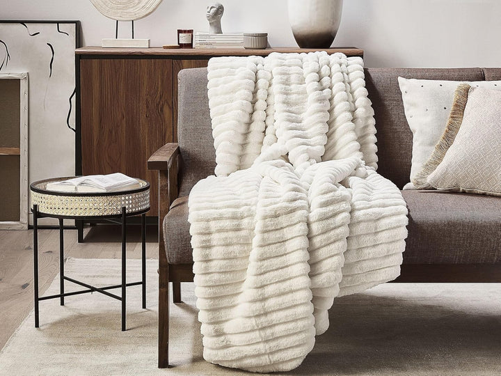 Klassische Kuscheldecke weiss Shaggy Acryl / Polyester Felloptik 150x200 cm Abteh