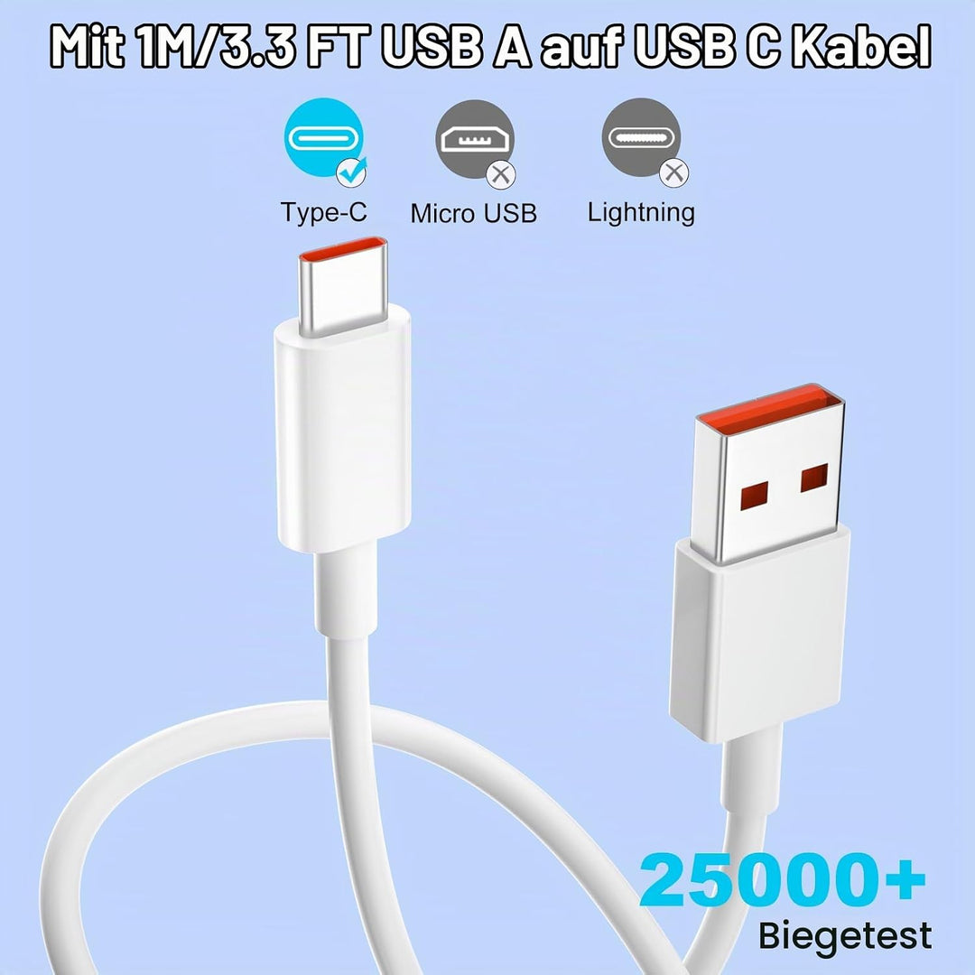 67W Turbocharge Ladegerät mit USB C Ladekabel für Xiaomi,2 Port 45W USB C Ladegerät USB Netzteile Sc