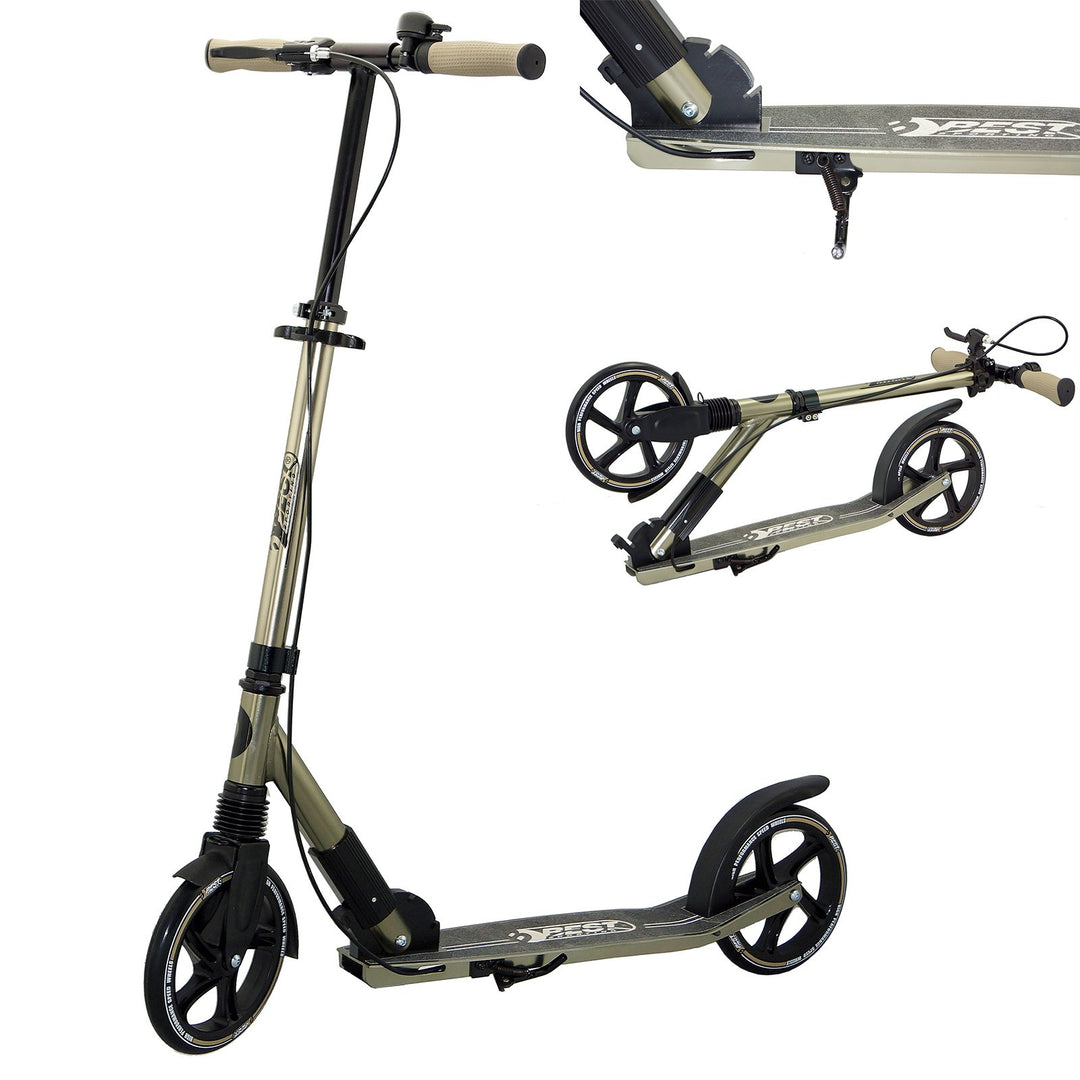Best Sporting High End Scooter Erwachsene I klappbarer Roller mit Ständer, Handbremse, Klingel und T