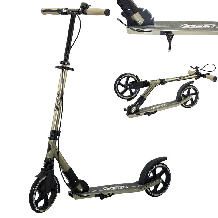 Best Sporting High End Scooter Erwachsene I klappbarer Roller mit Ständer, Handbremse, Klingel und T