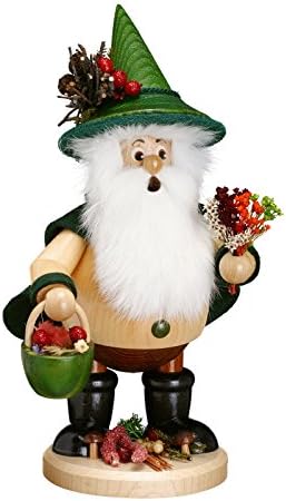 DWU Original Erzgebirgischer Räuchermann® Waldwichtel gross Kräutersammler grün - inkl. Original Cro