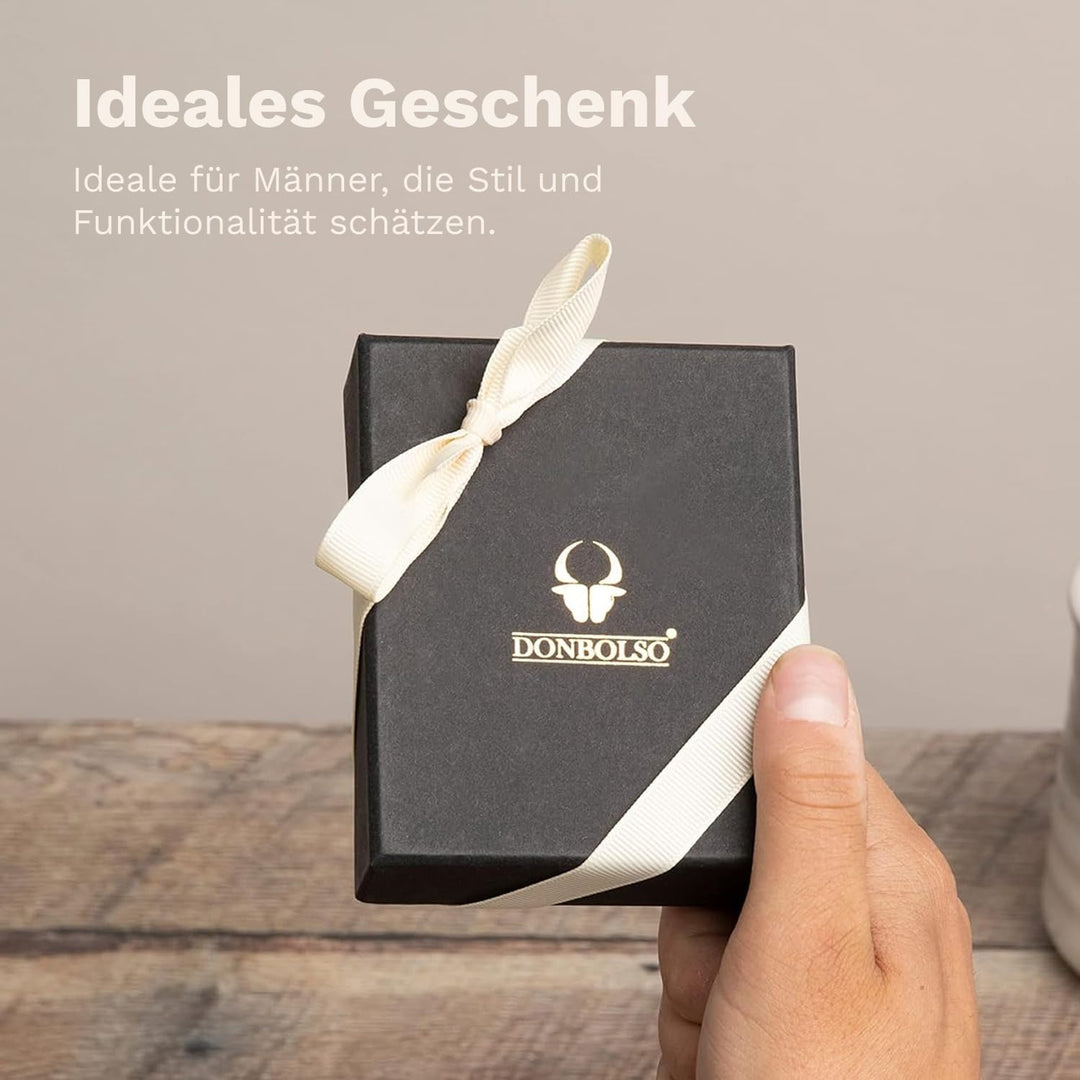 DONBOLSO Wallet Flip - Slim Wallet mit Flipcase - Leder Geldbeutel mit RFID Schutz - Schmale Geldbör