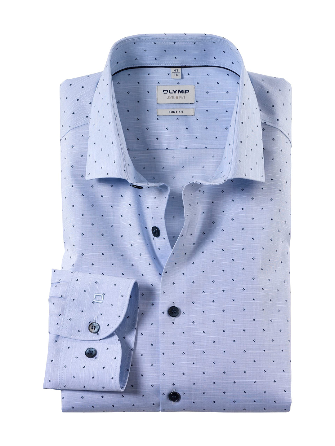 OLYMP Herren Businesshemd Langarm Level Five,Rotationsdruck,Body fit,Modern Kent 37 Bleu 11, 37 Bleu