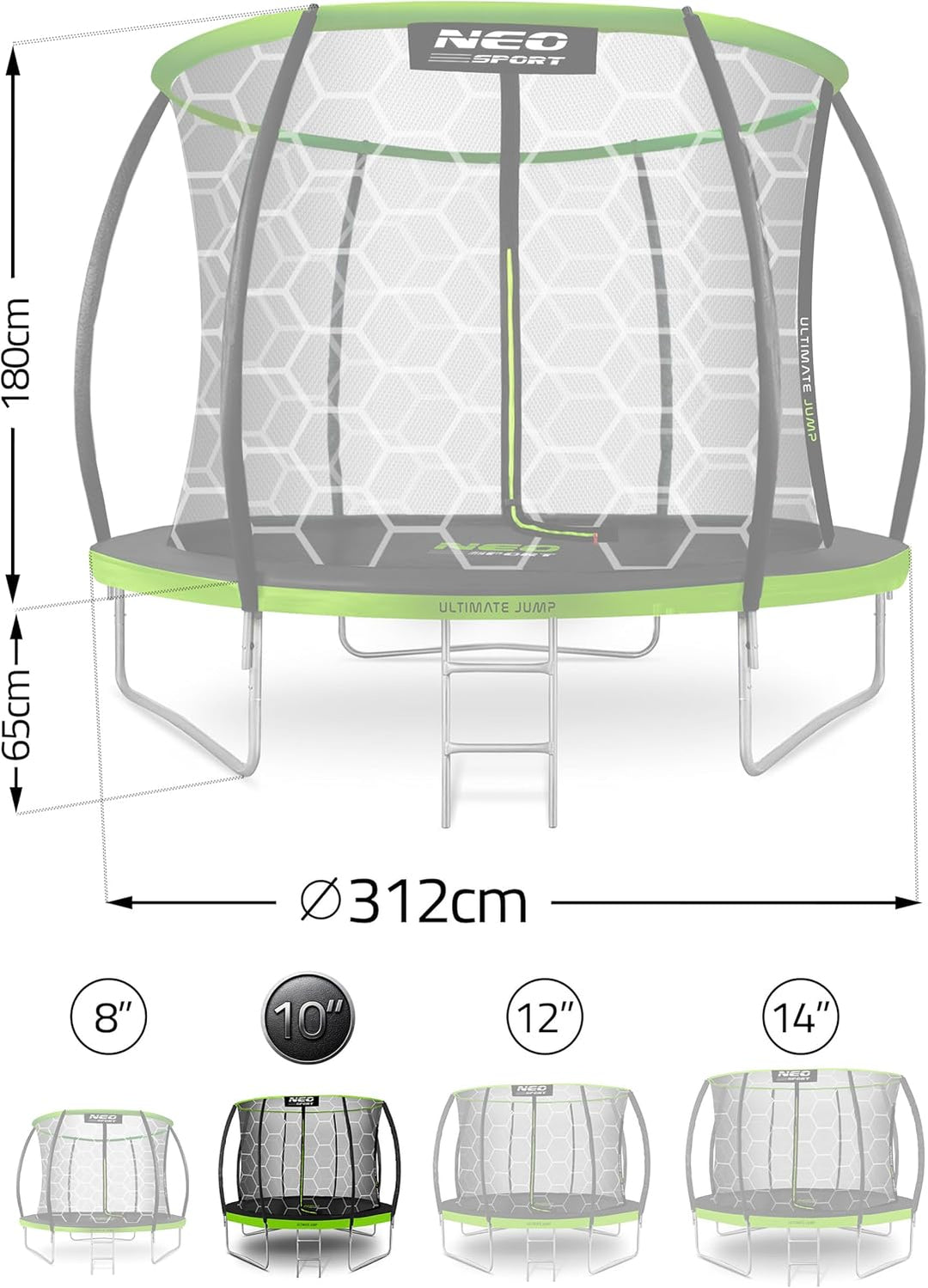 Neo-Sport Trampolin Outdoor Kinder Gartentrampolin Sicherheitsnetz Innen Leiter Gepolsterte Stangen