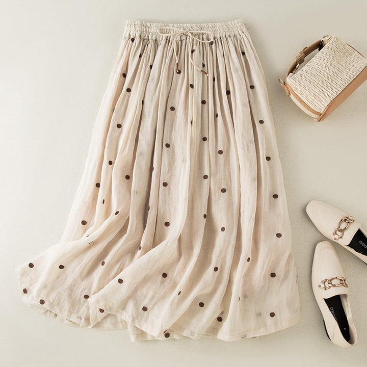 Sommerrock Damen Schmaler Faltenrock Retro Elastischer Bund Arge Baumwolle Leinen Saum Langer Rock F