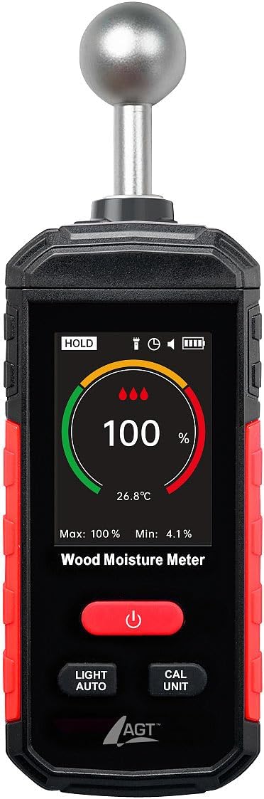 AGT Feuchtemesser: Akku-Feuchtigkeits-Messgerät, nichtinvasive Messung, Farb-LCD, 5-40 mm (Digitales