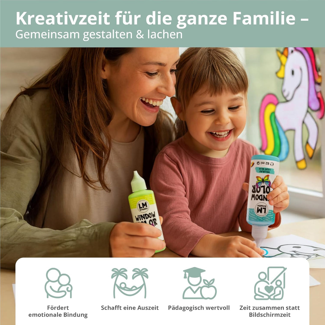 LM-Kreativ Window Color 15er Set - Weihnachten - mit 13 Farben, 2 Konturen & Weihnachtlichen Malvorl