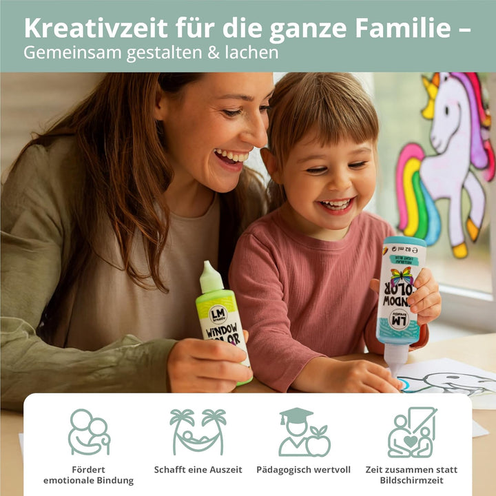 LM-Kreativ Window Color 15er Set - Weihnachten - mit 13 Farben, 2 Konturen & Weihnachtlichen Malvorl