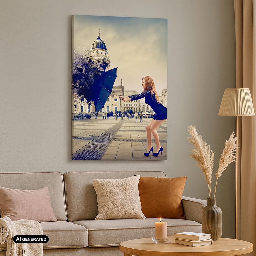 Bilder auf Leinwand Stadt landmarken quadrat regenschirm Leinwandbild mit Rahmen 45x80cm Wandbilder