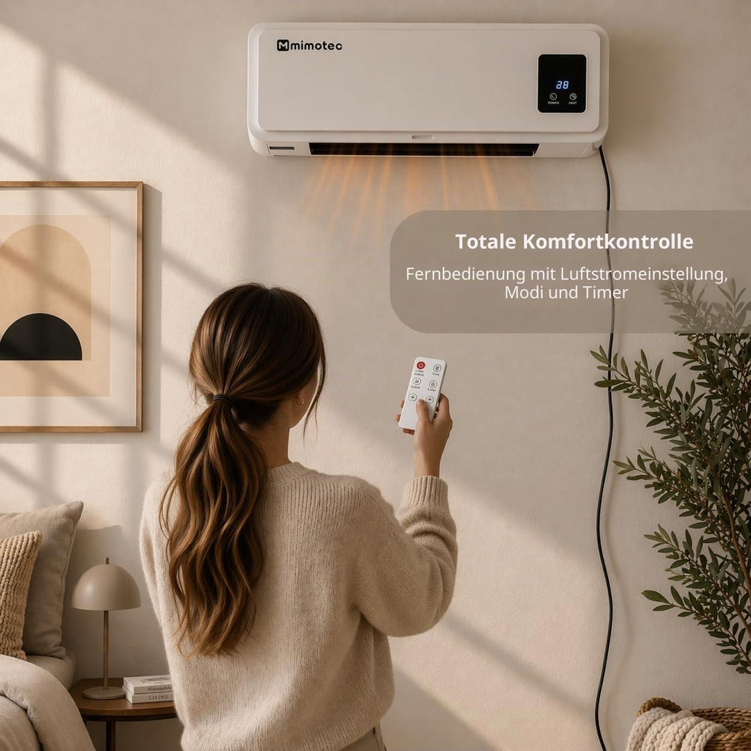 M Mimotec Wand-Heizlüfter 2000W, leise, mauer