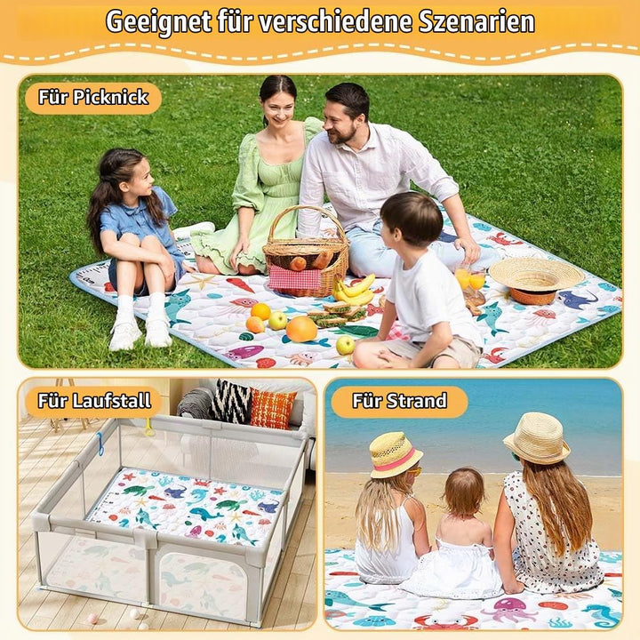 Baby Spielmatte, 127x127 cm Baby Krabbelmatte, Baby Faltbare Spielmatte, Krabbeldecke für Baby, Klei
