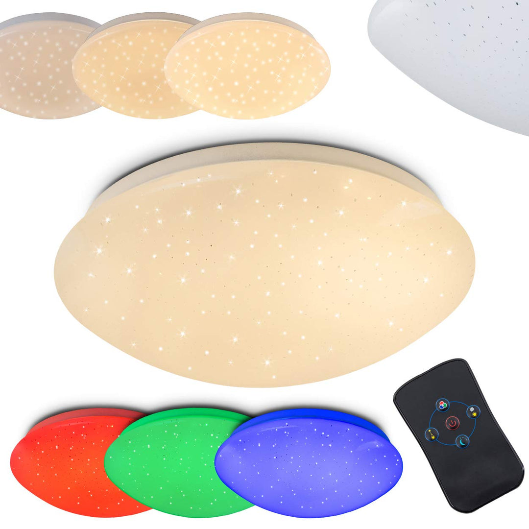 LED Deckenleuchte Quebec, dimmbare Deckenlampe aus Metall in Weiss, mit Nachtlichtfunktion, 8 Watt,