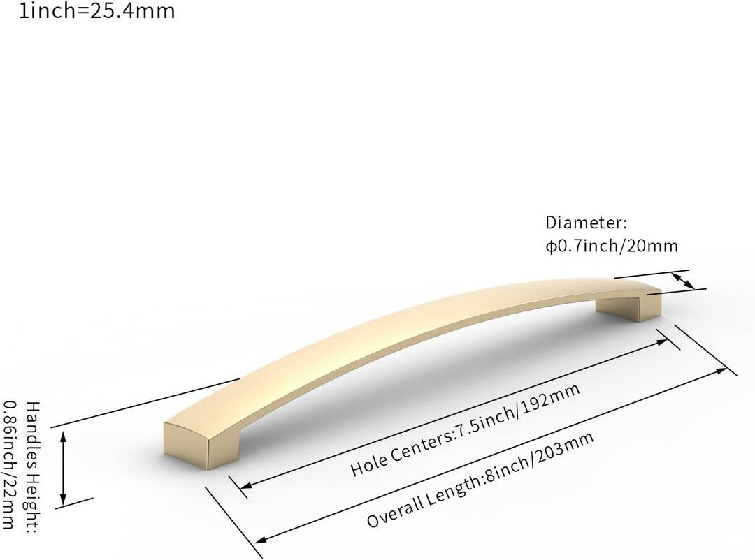 FURNIWARE 10 Stück Möbelgriff, Bohrlochabstand 192mm Stangengriff, Cabinet Arch Pull Küchengriff, fü