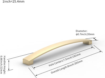 FURNIWARE 10 Stück Möbelgriff, Bohrlochabstand 192mm Stangengriff, Cabinet Arch Pull Küchengriff, fü