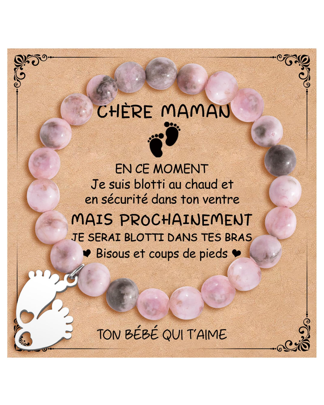 CheersLife Geschenke für Mama Werdende Mutter, Perlen Stein Armband, Mama Geschenk von Tochter Sohn,