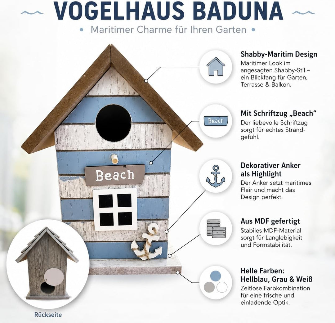 Vogelhaus Baduna - Anker - Maritim Futterstelle Garten Outdoor Dekoration Aufhängung Futterstelle Ni