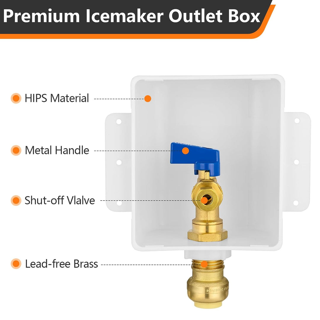HeSun Push-to-Connect Eiswürfelbereiter-Auslassbox, Einlass 1,27 cm Steckverbindung x Auslass 1/4 Zo