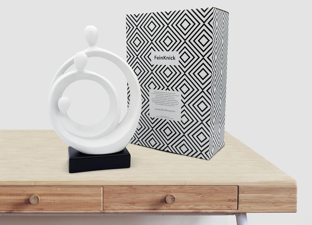 FeinKnick Stilvolle Skulptur “Familienglück” - Moderne Keramik Figur 34 cm gross auf Sockel - Zeitlo