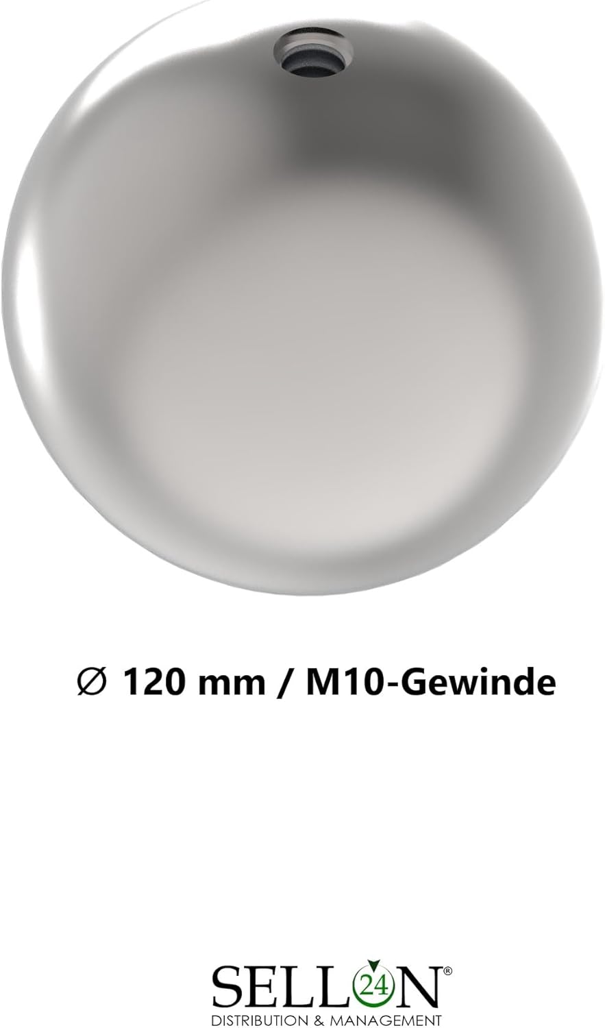 Sellon24® Edelstahl Hohlkugel ∅120 mm inkl. M10 Gewinde Kugel Endkappe Zierkugel Knopf Edelstahlkuge