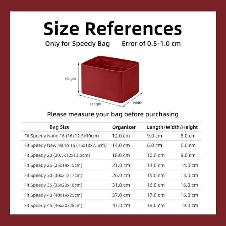 DGAZ Handtaschen Organizer Einsatz, Seide Handtaschenorganisator für LV Speedy Nano/20/25/30/35/40/4