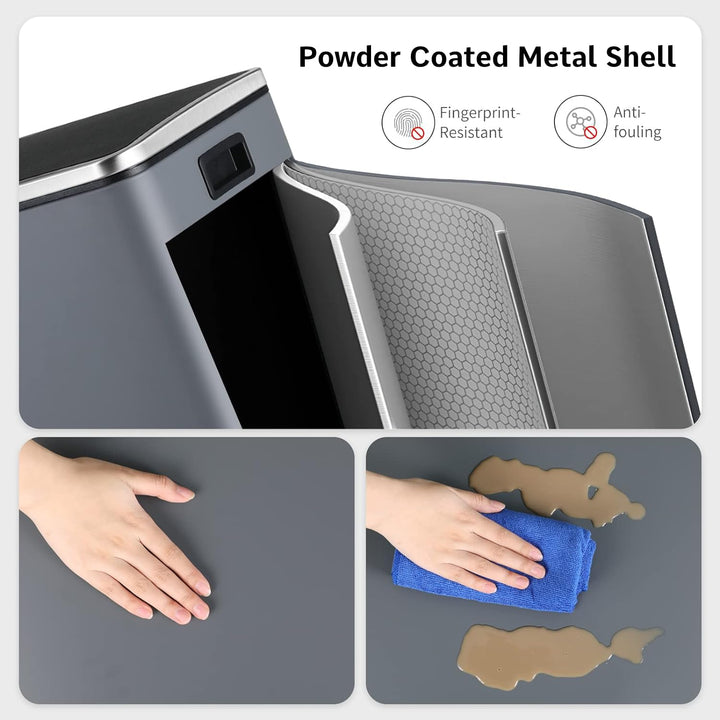 LIFERUN Mülleimer 2 Fächer, Abfalleimer Küche 60L (2x 30 Liter), aus Metall, mit Softclose Deckel, 2