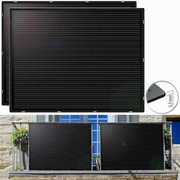 revolt Balkonkraftwerk: 2er-Set ultradünne &amp; superleichte monokristalline Solarmodule, 2X 215W (Balk